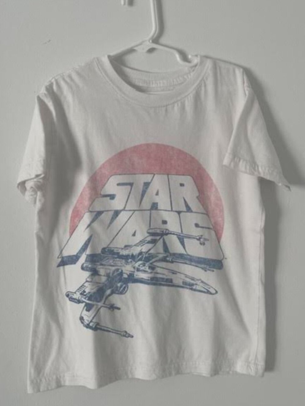 STAR WARS Boys Vintage Inspired X-Wing Fighter T-Shirt | Kids Size Small | White